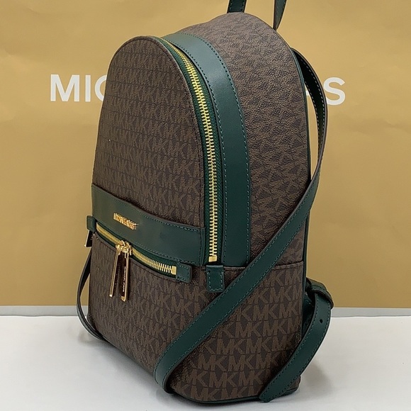 MICHAEL KORS KENLY MEDIUM BACKPACK Racing Green/ Brown signature color - Picture 4 of 16